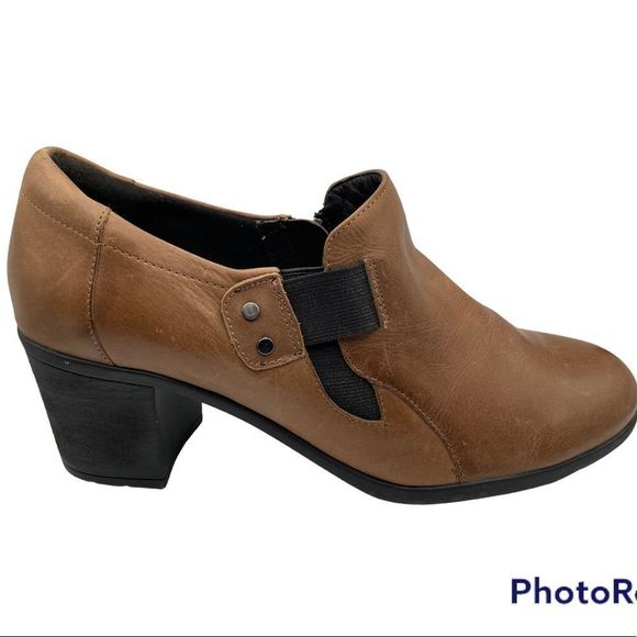Easy Spirit Barral zip ankle boot bootie natural tan leather Sz 8.5 M - Picture 1 of 13